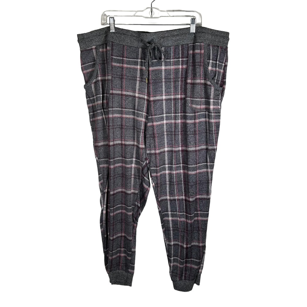 Secret Treasures Womens 3X Gray Plaid Pajama Jogger Pants Sleepwear ST40601BA